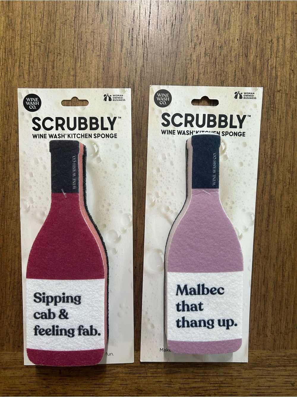 🆕 “Sipping cab & feeling fab.” & “Malbec that thang up.” 🍷 🧽 - Picture 1 of 2